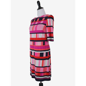 Eliza J Size 6 Geometric Abstract Sheath Dress Multicolor Pink Black